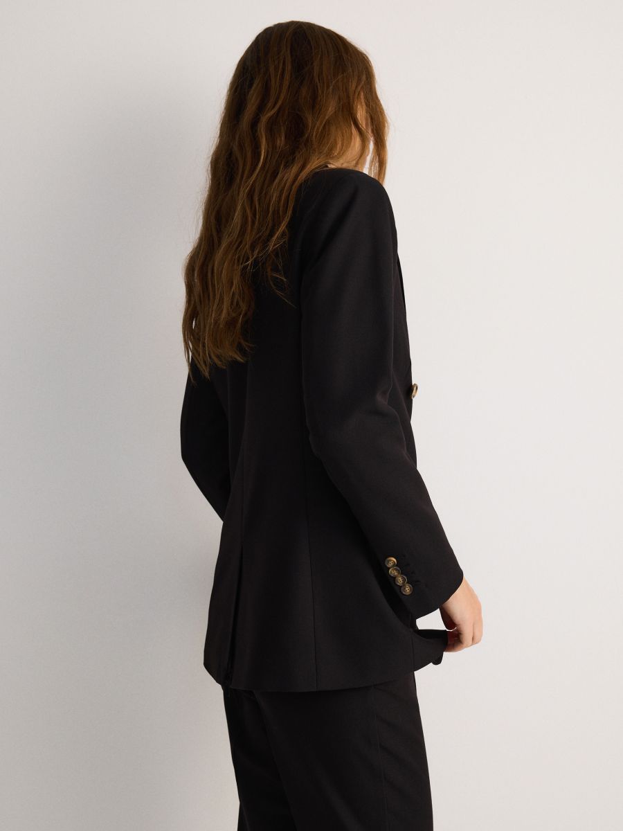Double-breasted blazer with viscose blend - black - RESERVED - 3