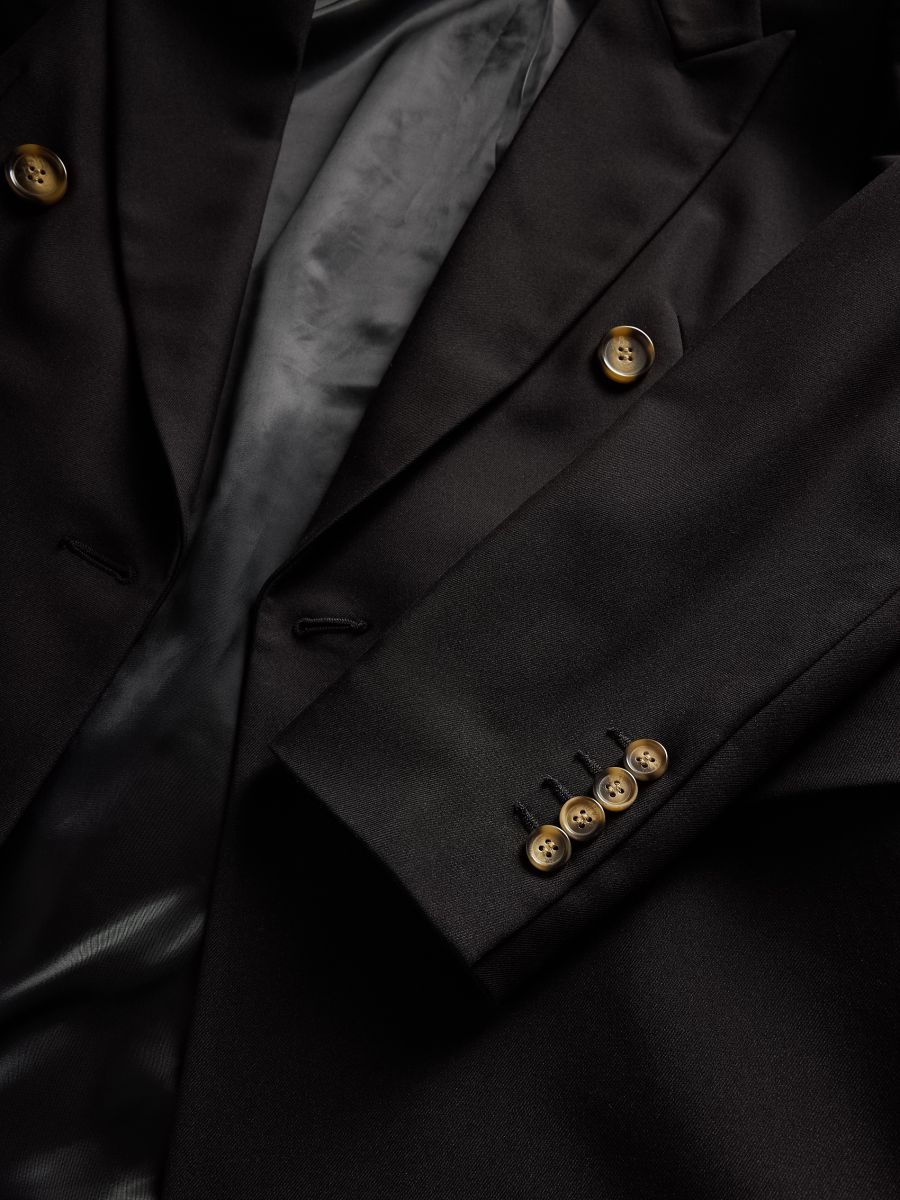 Double-breasted blazer with viscose blend - black - RESERVED - 5