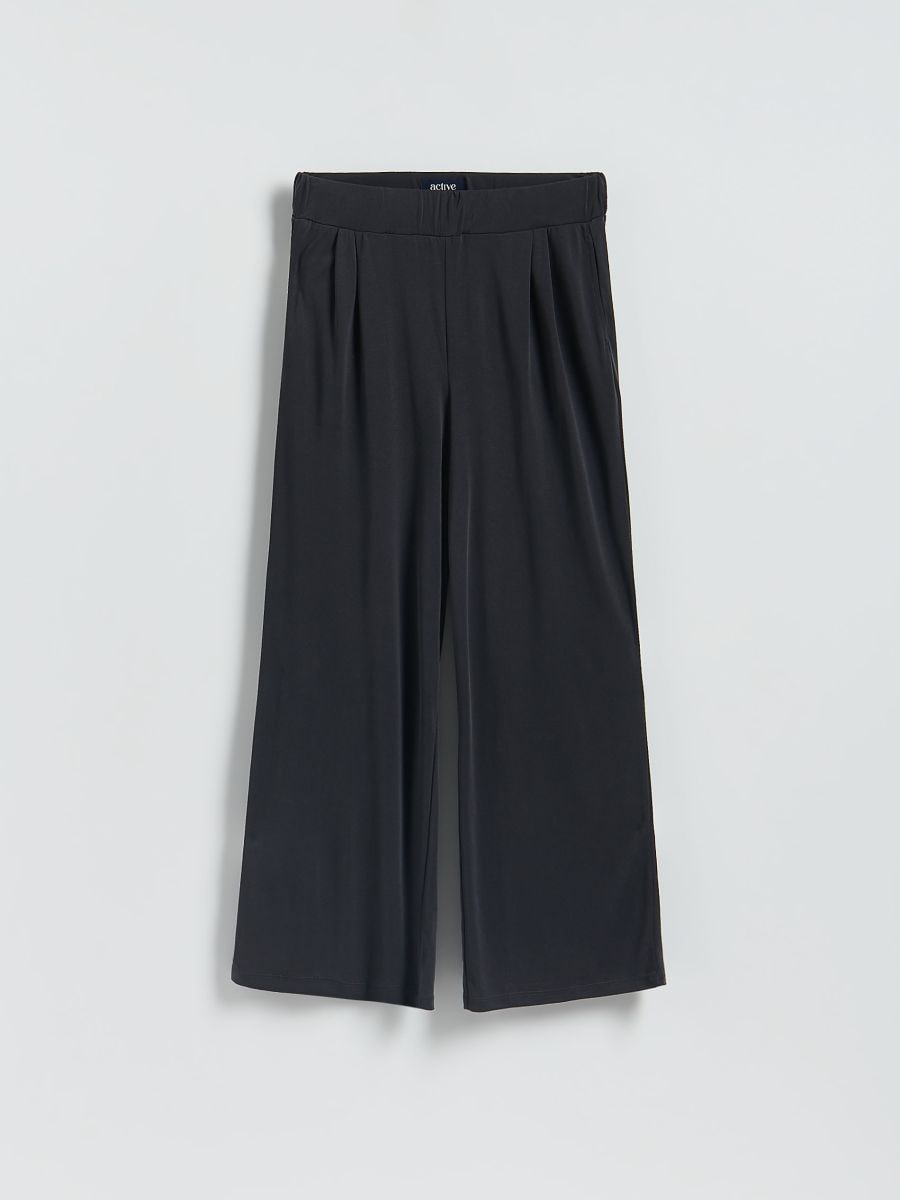 Wide leg trousers - navy - RESERVED