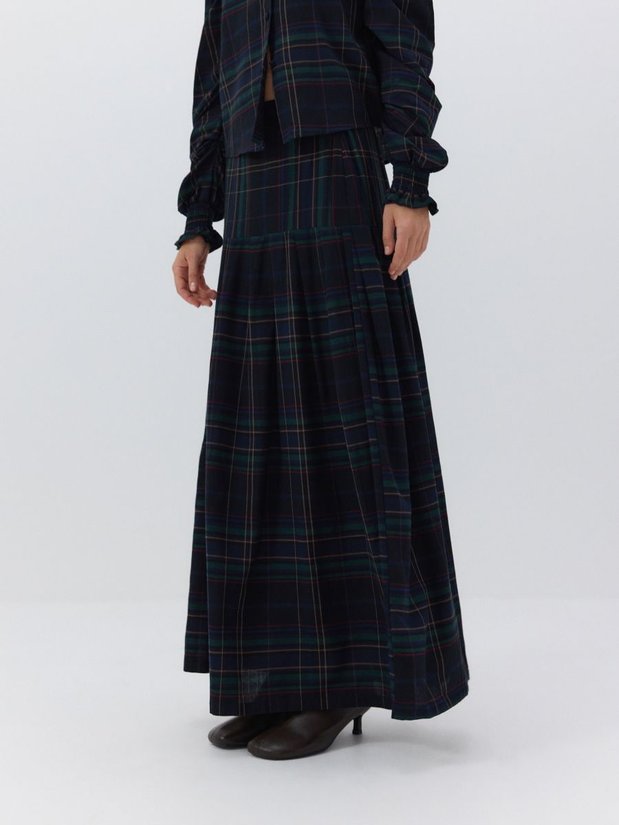 Maxi skirt with viscose and wool blend - multicolor - RESERVED - 2
