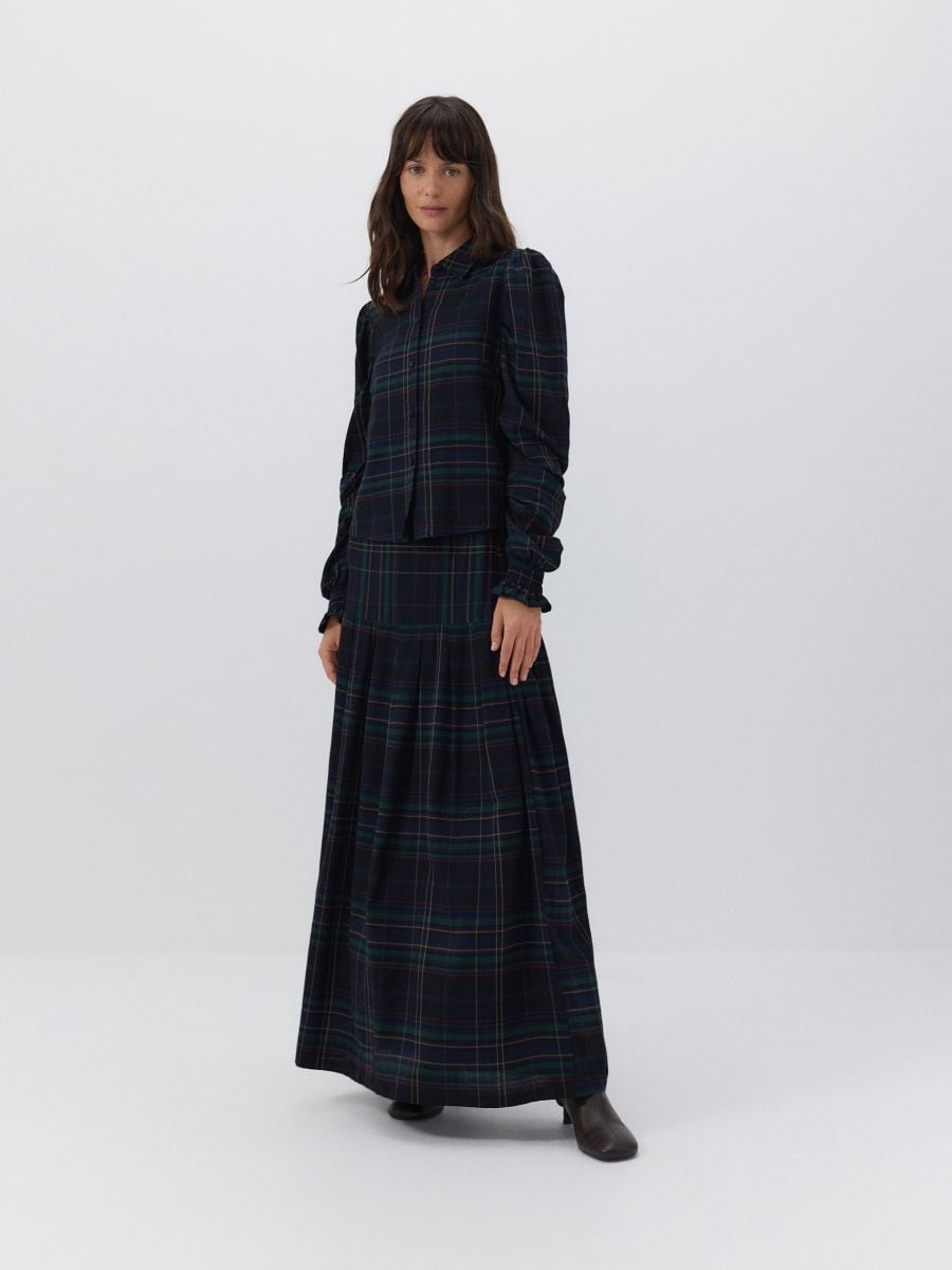 Maxi skirt with viscose and wool blend - multicolor - RESERVED - 2