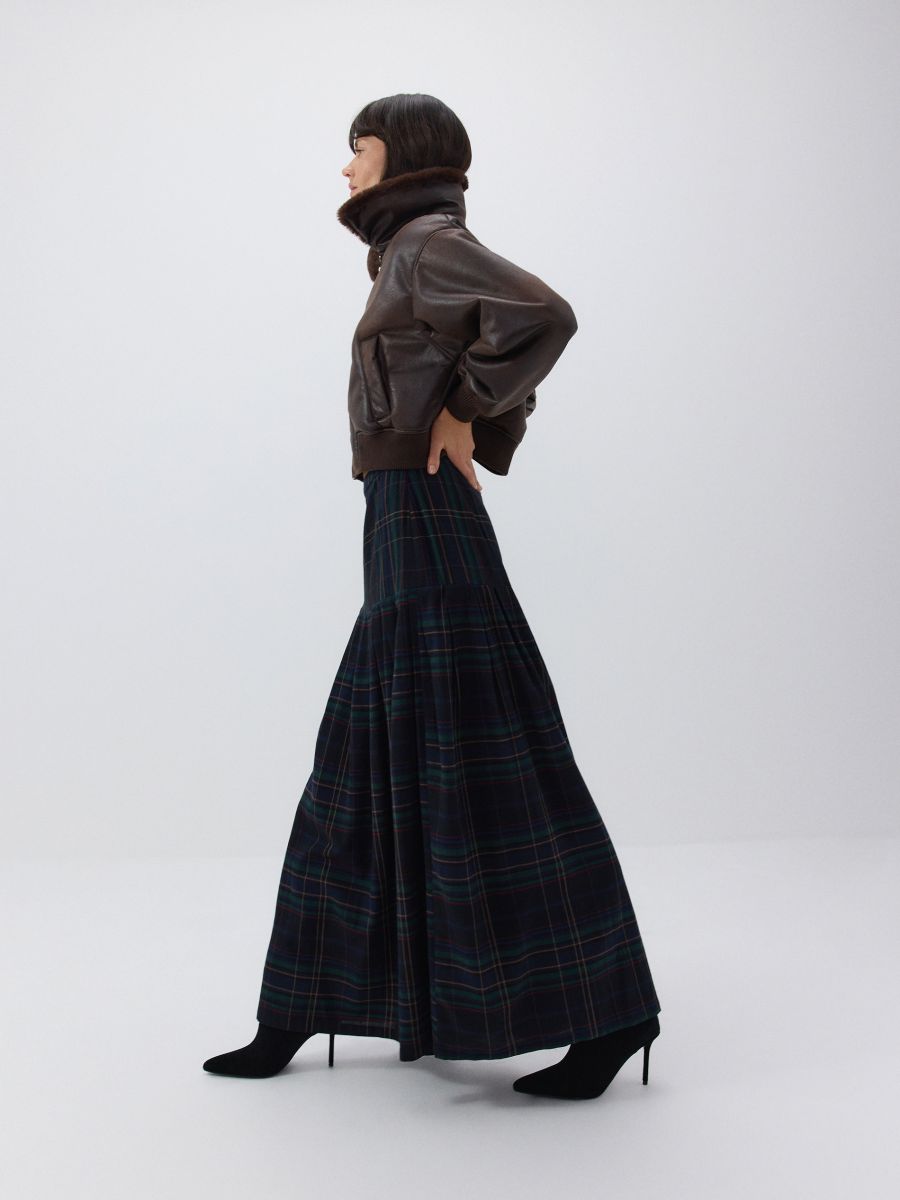 Maxi skirt with viscose and wool blend - multicolor - RESERVED - 6