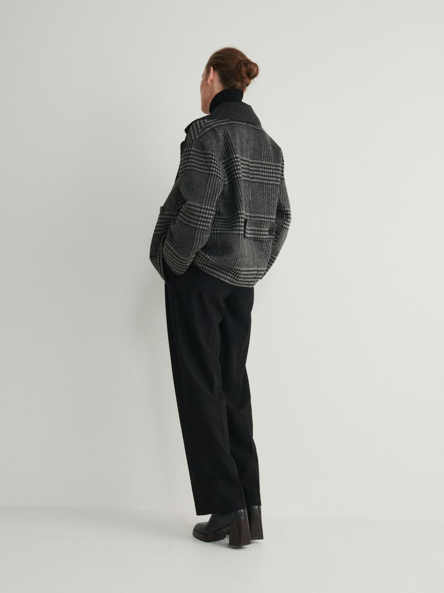 Cropped double face coat with wool blend - multicolor - RESERVED - 4