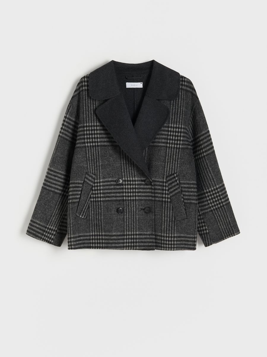 Cropped double face coat with wool blend - multicolor - RESERVED - 5
