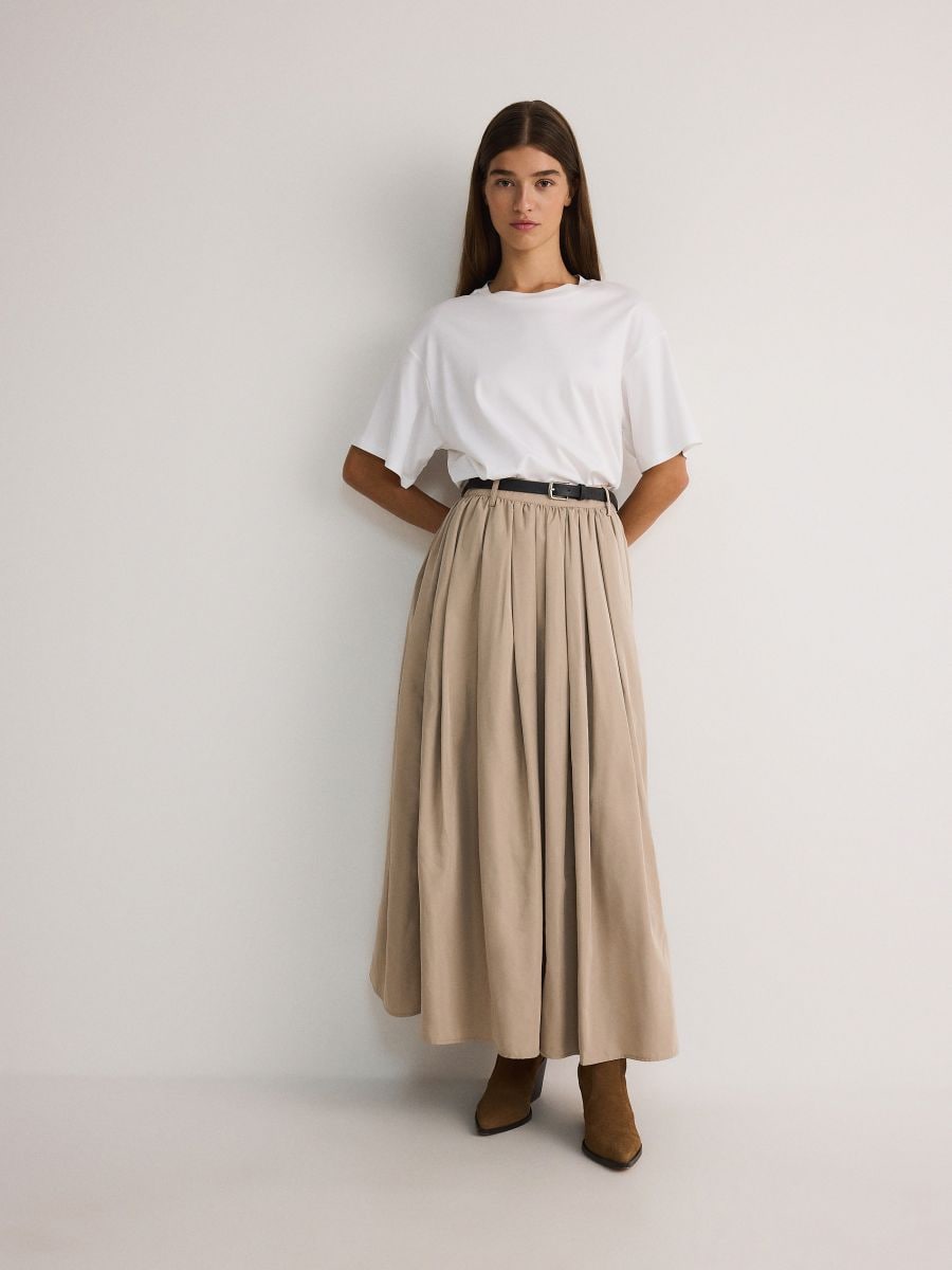 Jupe maxi a fronces Couleur beige RESERVED 887BW 80X
