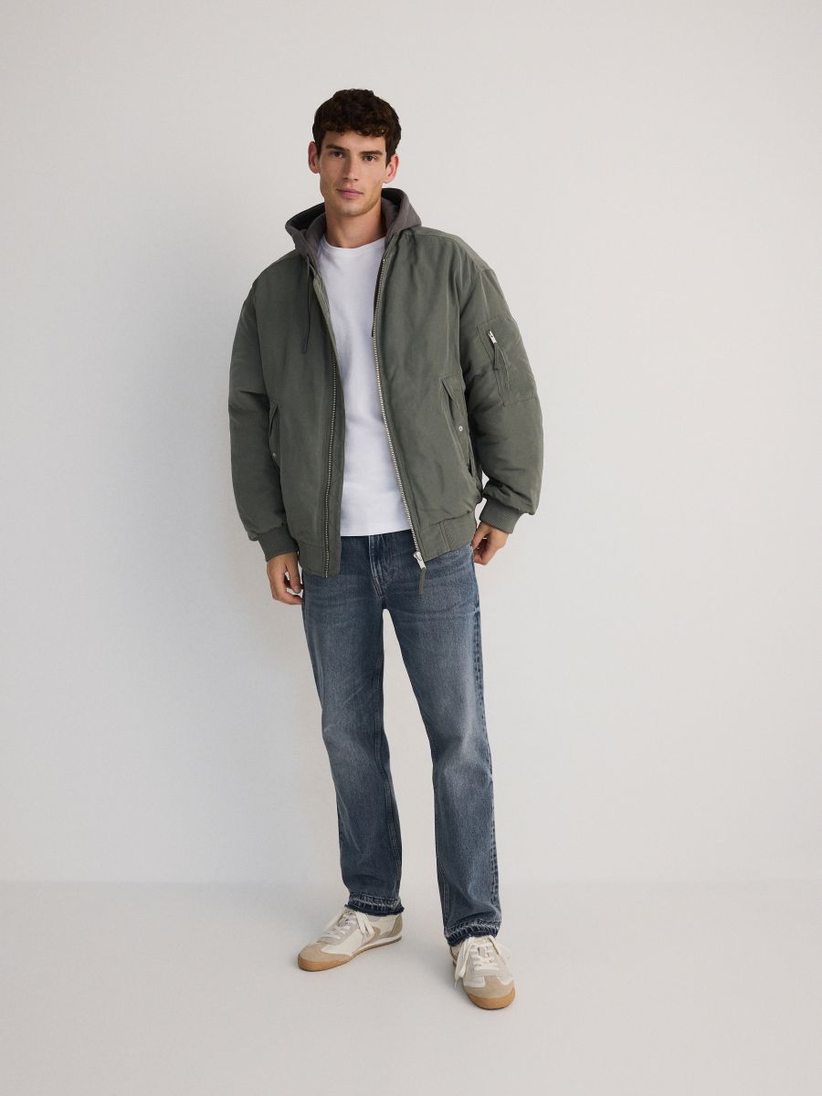 Bomber jacket with hood Color light green - RESERVED - 887BZ-70X Bomber jacket with hood Color light green - RESERVED - 887BZ-70X