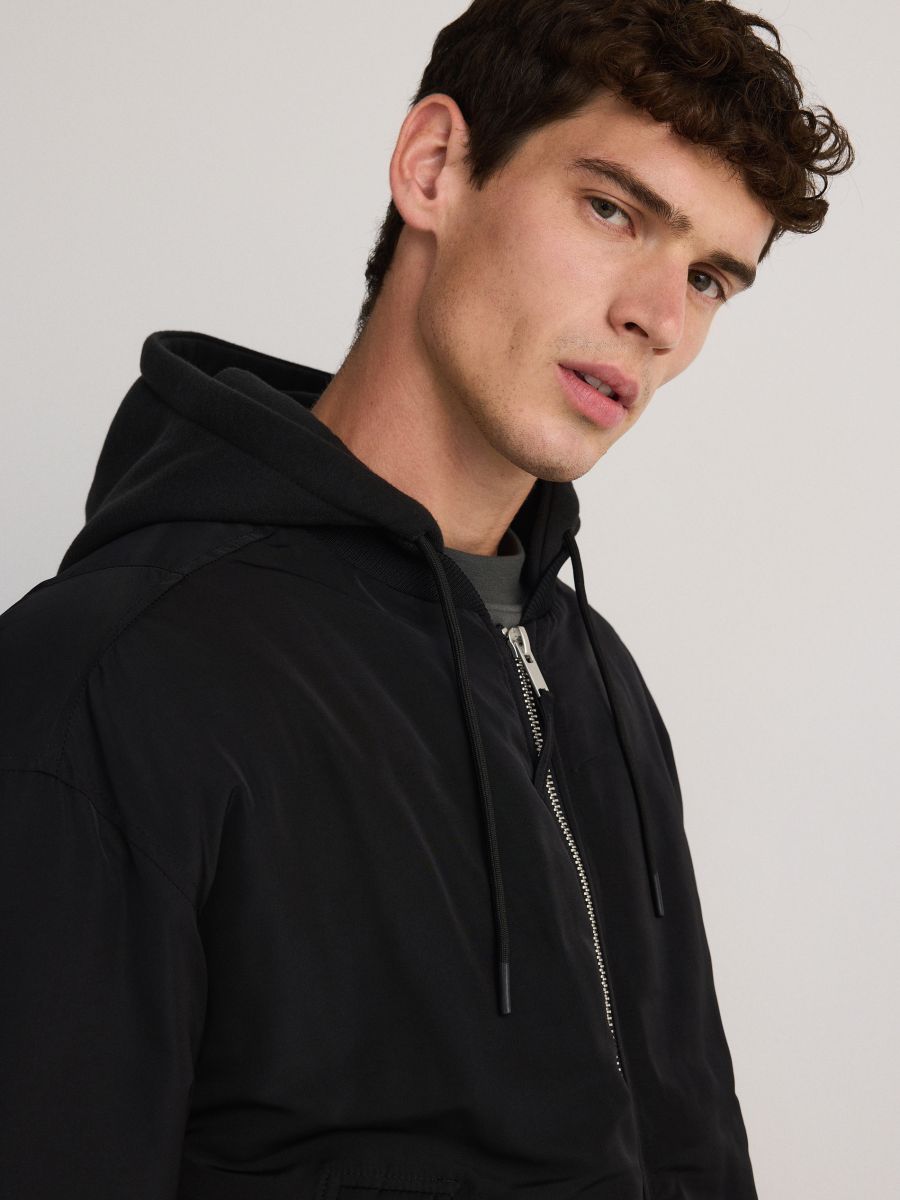 Bomber jacket with hood Color black - RESERVED - 887BZ-99X Bomber jacket with hood Color black - RESERVED - 887BZ-99X