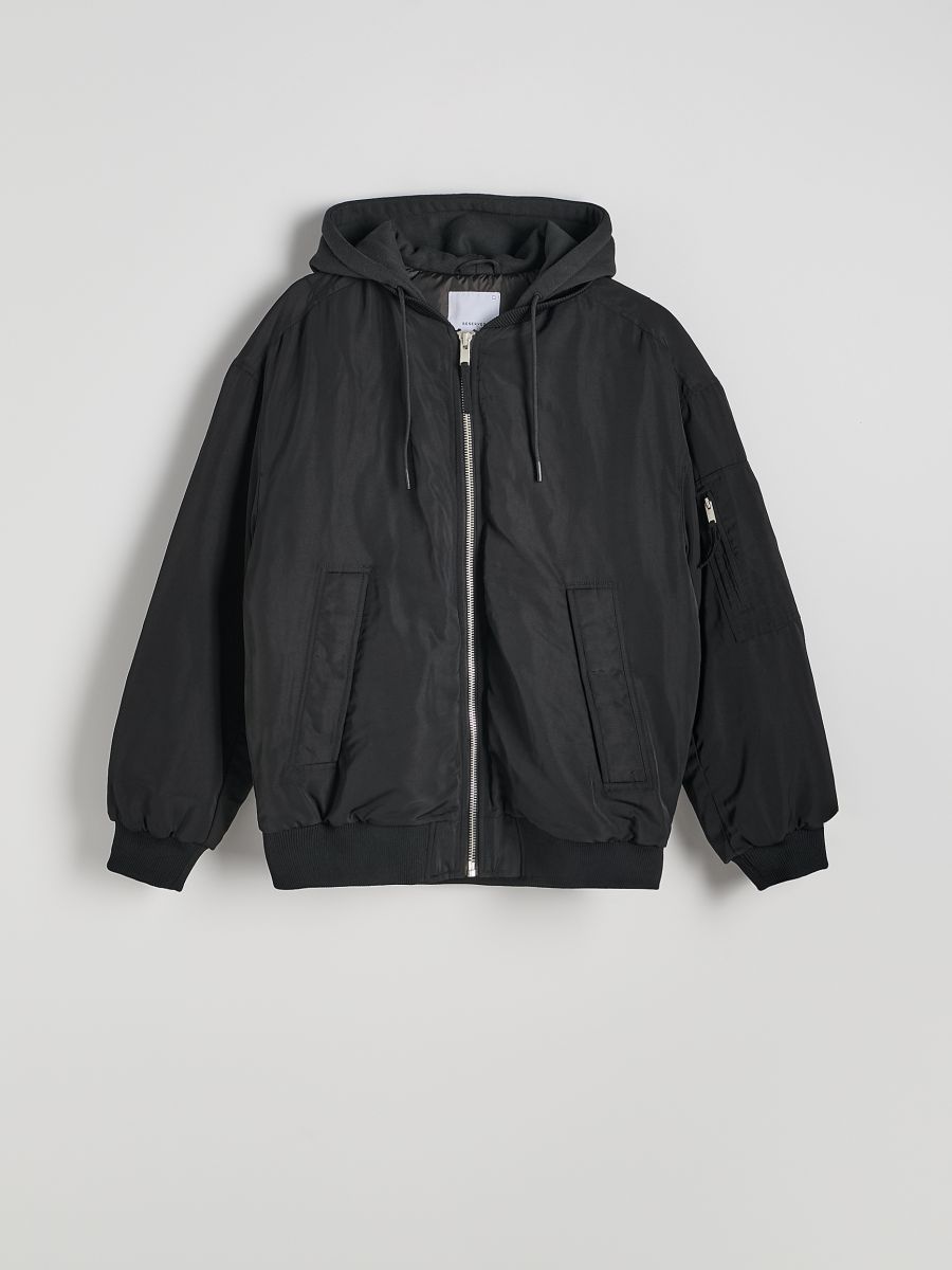 Black bomber with hood online
