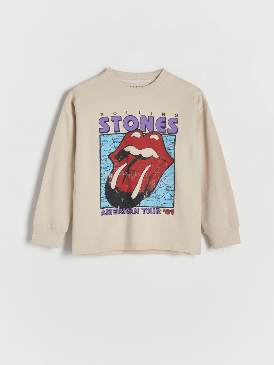 Majica dugih rukava The Rolling Stones - bež - RESERVED