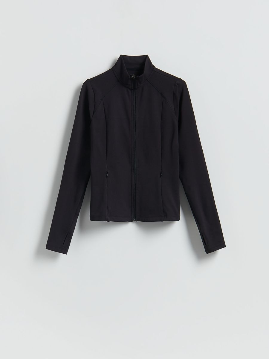 Sports hoodie with 1/4 zip - black - RESERVED