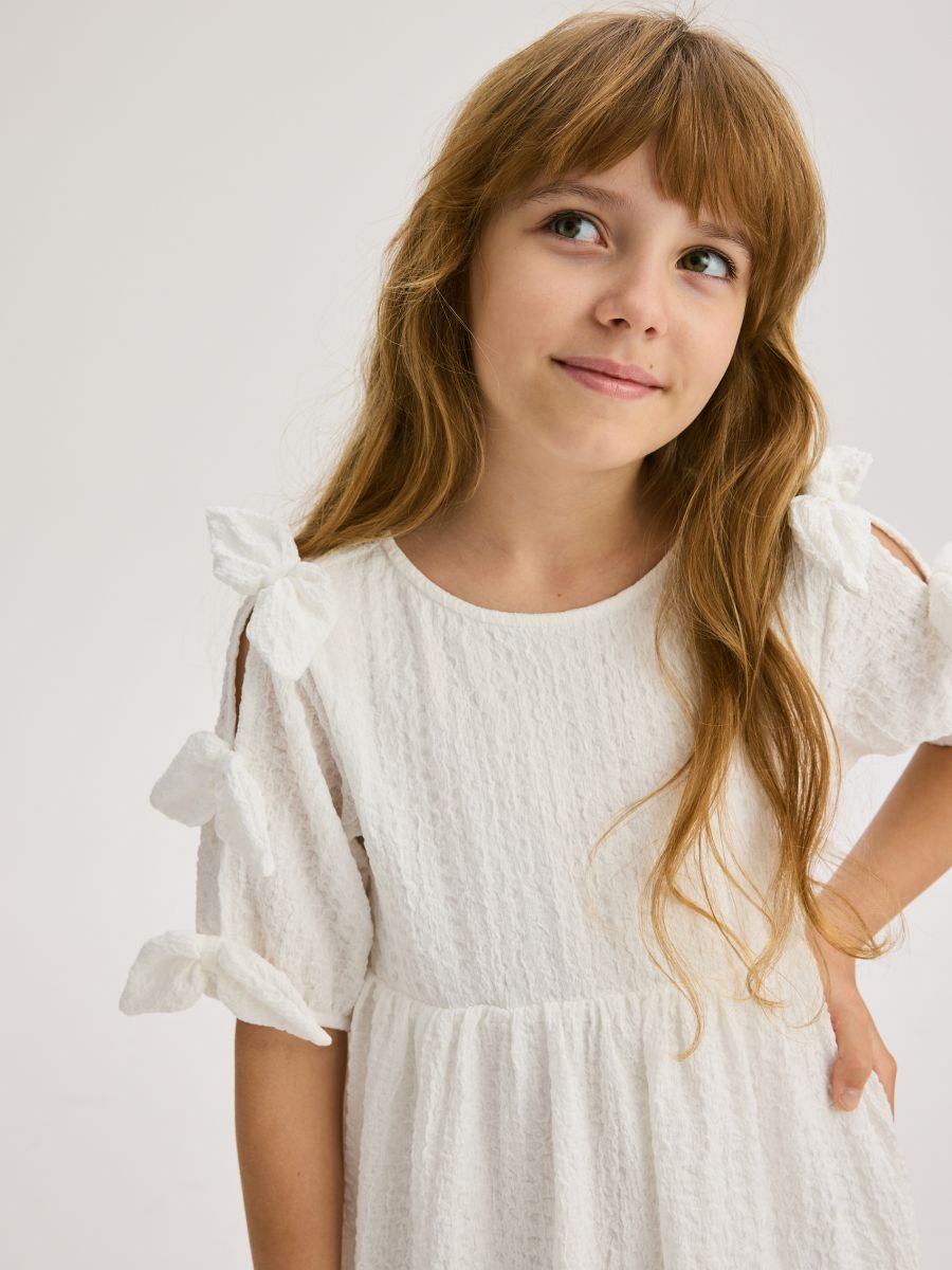 Dress with bows - cream - RESERVED - 2
