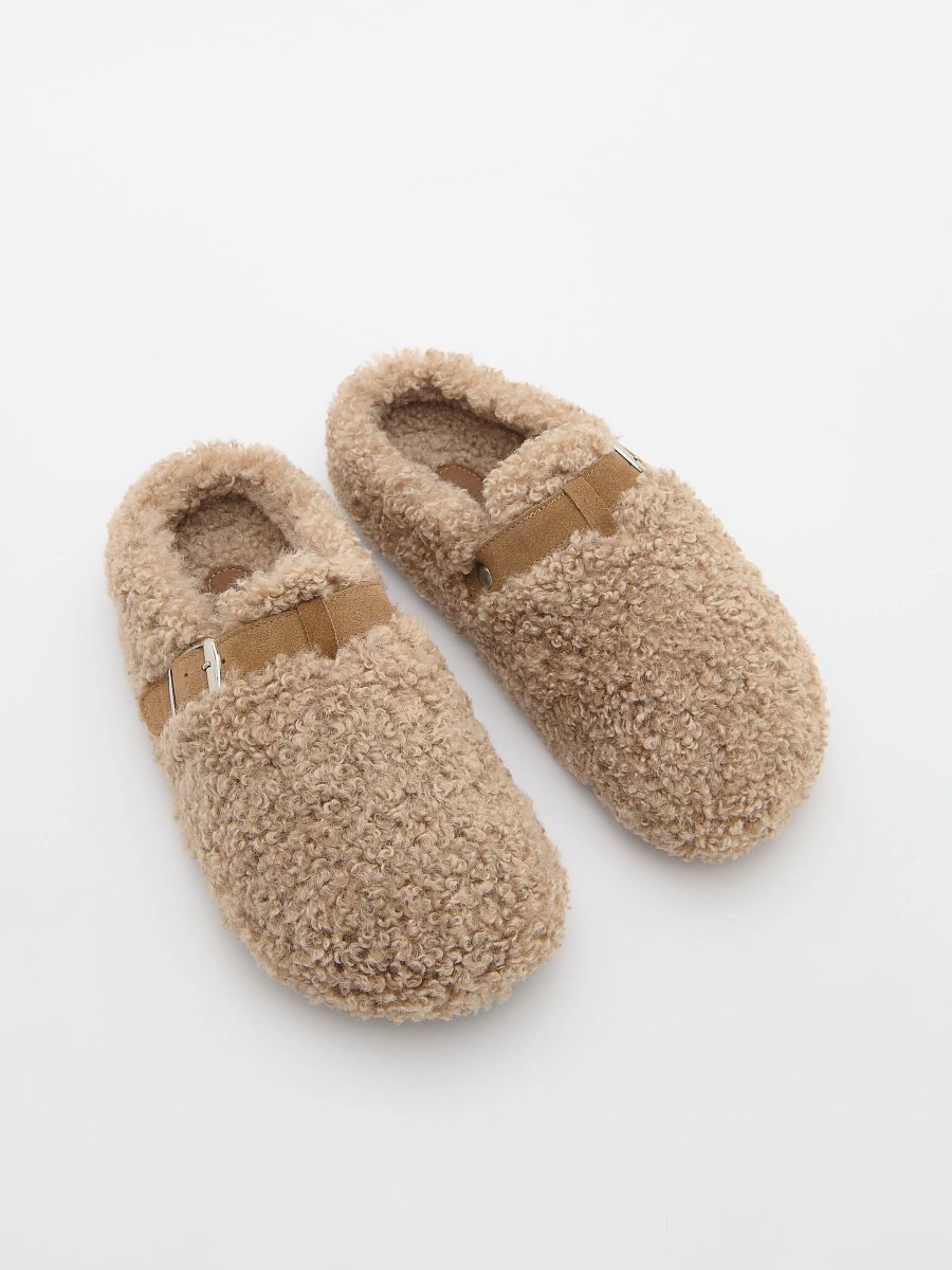 Flip-flops with artificial fur - beige - RESERVED - 4