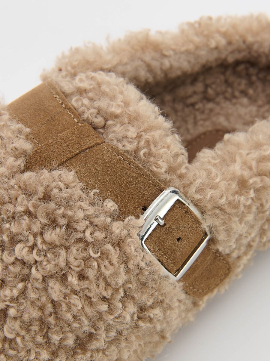 Flip-flops with artificial fur - beige - RESERVED - 6