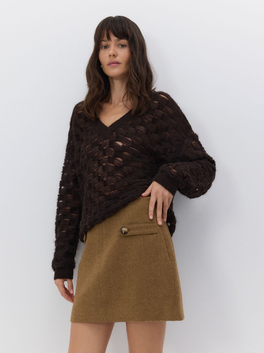 Brown wool skirt hotsell