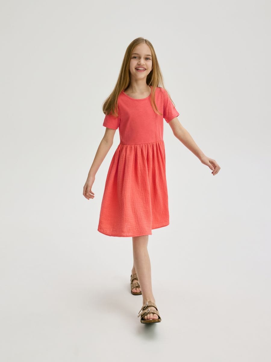 Dress with muslin bottom - spicy red - RESERVED - 3