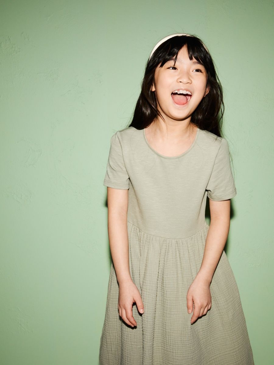 Dress with muslin bottom - light olive - RESERVED - 2