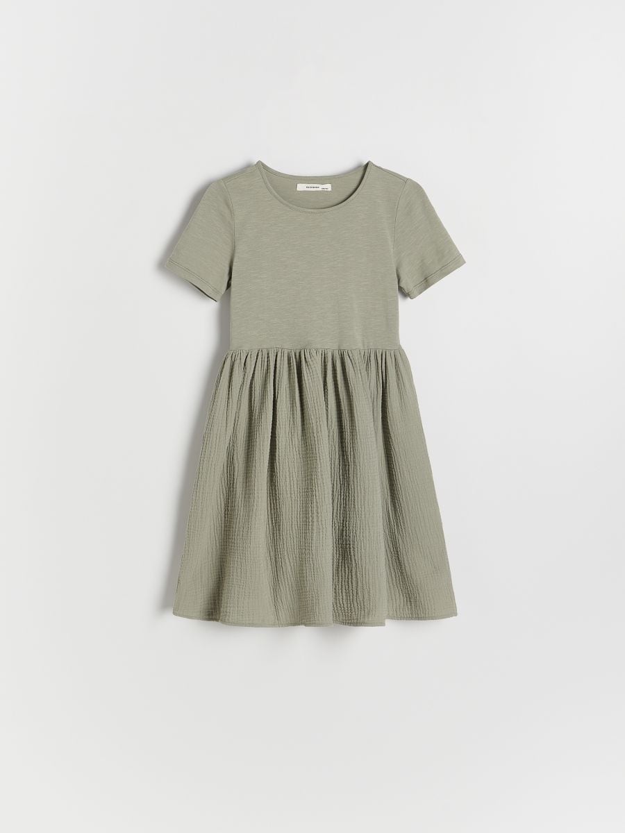 Dress with muslin bottom - light olive - RESERVED - 3