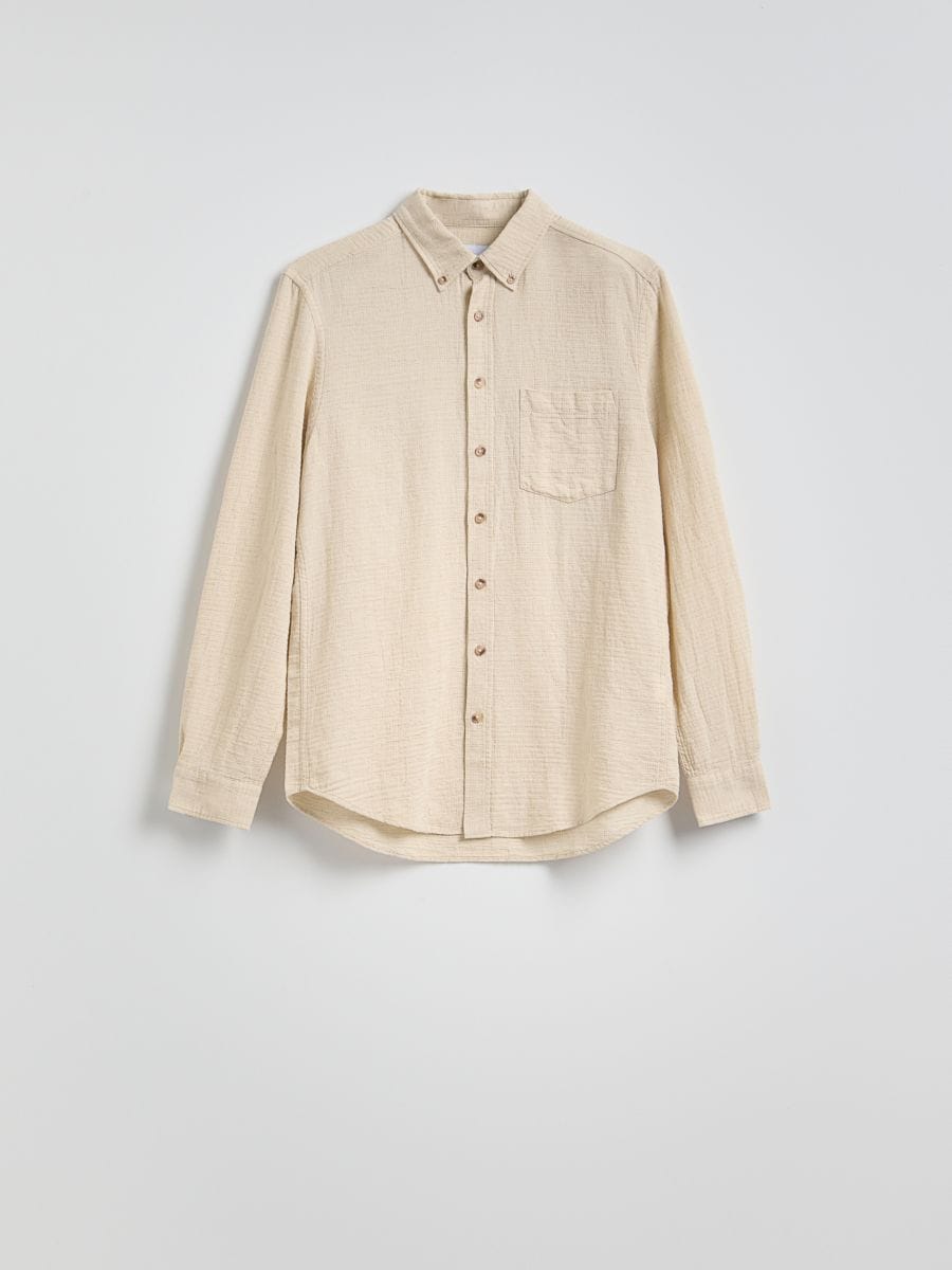 Hemd im Regular-Fit aus Leinenmischung - beige - RESERVED