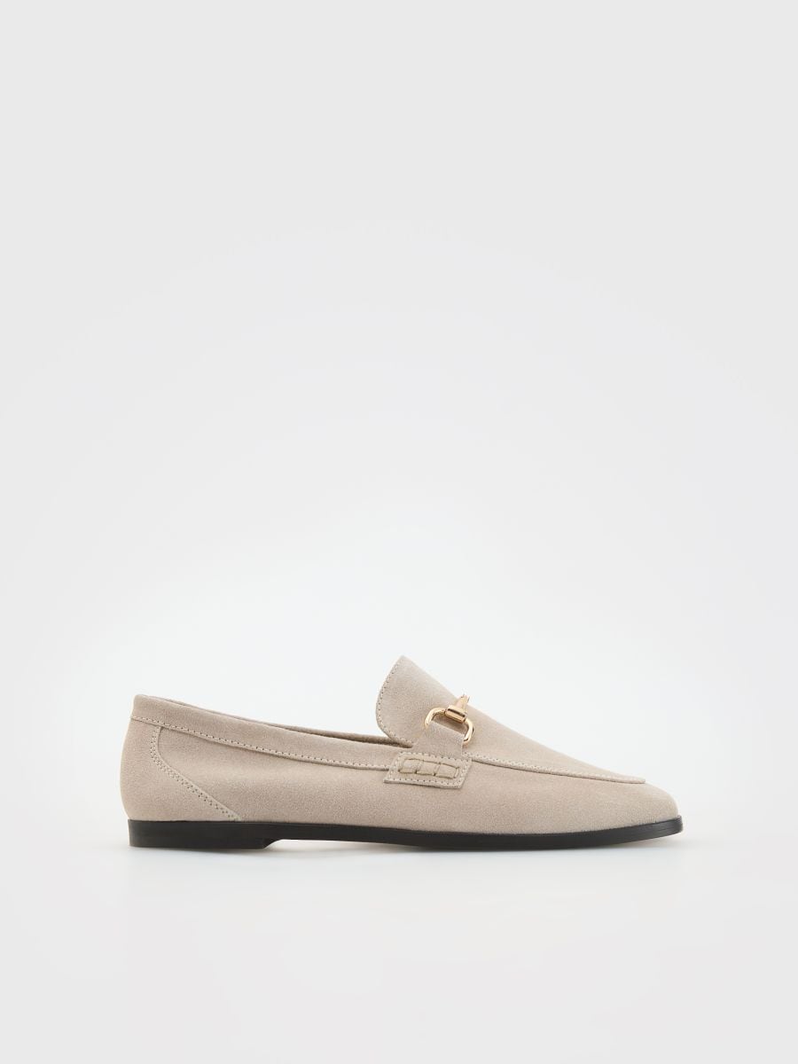 Leather loafers - beige - RESERVED