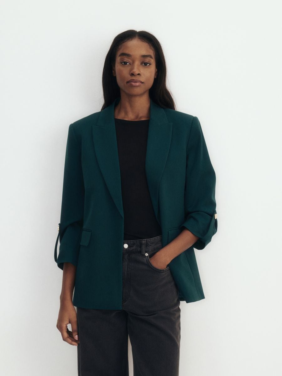 LADIES` BLAZER - BLAUWGROEN - RESERVED