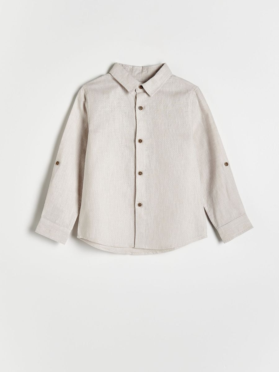 Linen rich shirt - beige - RESERVED