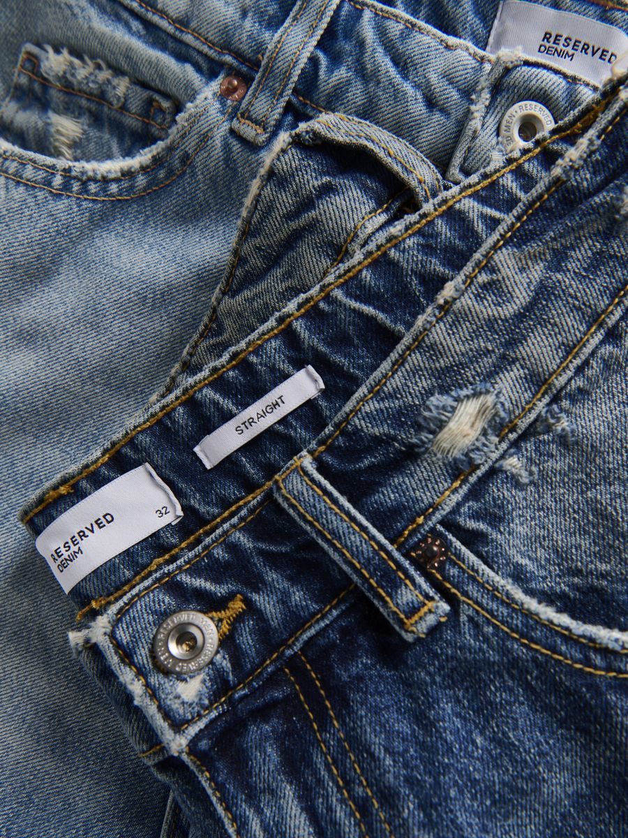 Koptatott farmer sort nadrág - indigo jeans - RESERVED - 7
