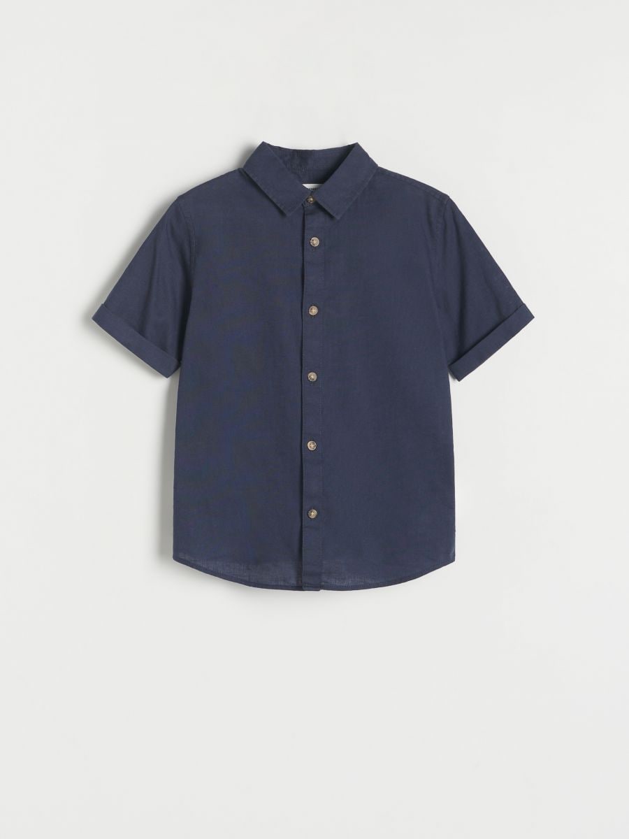 Linen rich shirt - navy - RESERVED
