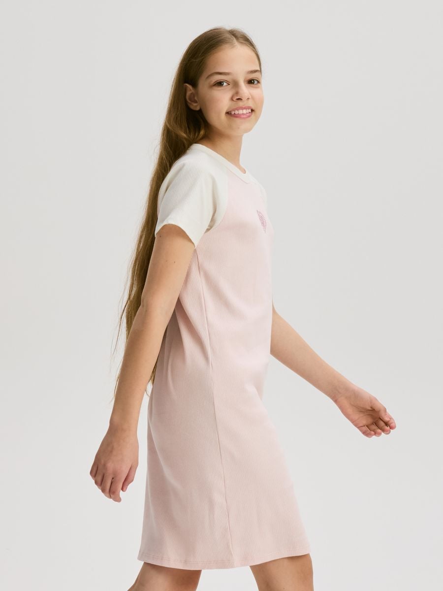 Rebrasta haljina - pastelno pink  - RESERVED - 4