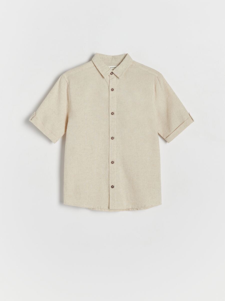 Yksinkertainen pellavainen paita - BEIGE - RESERVED