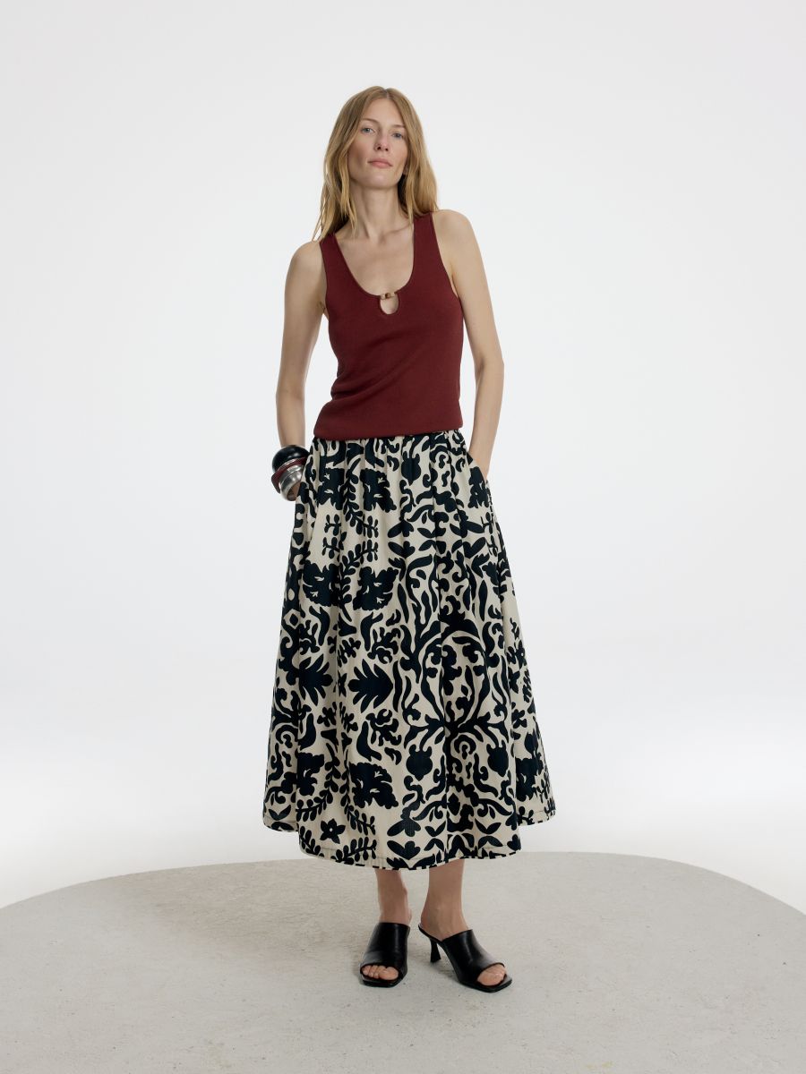 Midi skirt with signature print - multicolor - RESERVED - 3