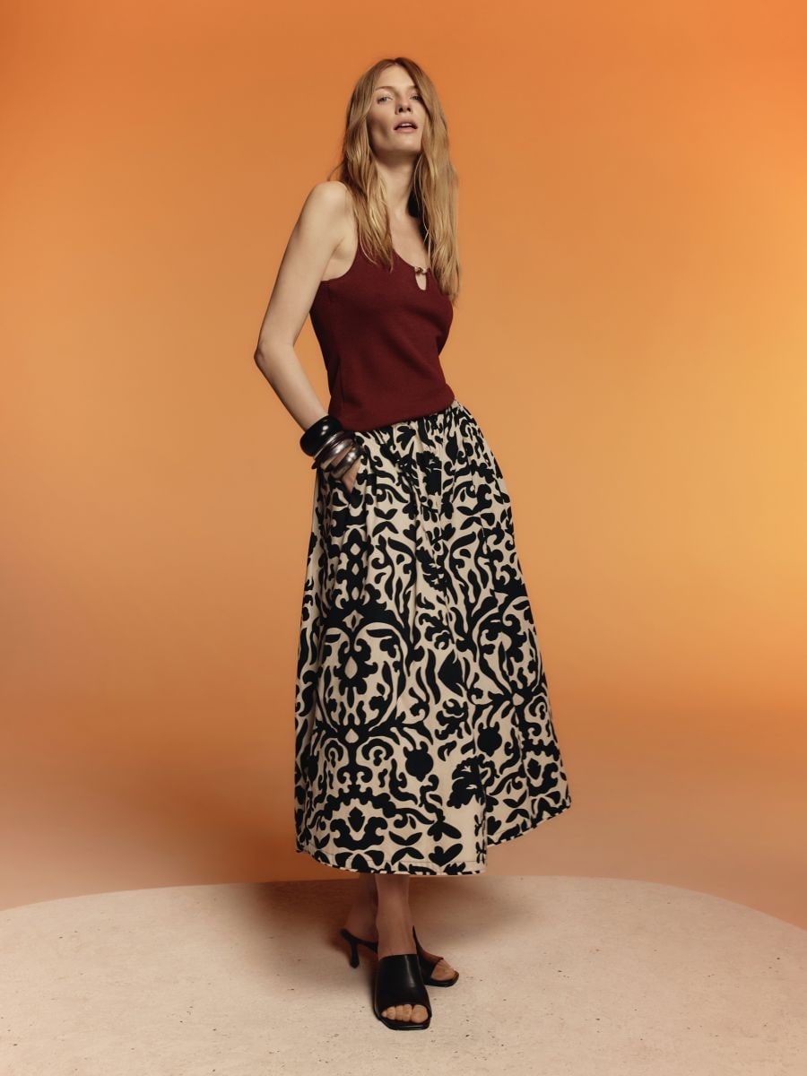 Midi skirt with signature print - multicolor - RESERVED - 7