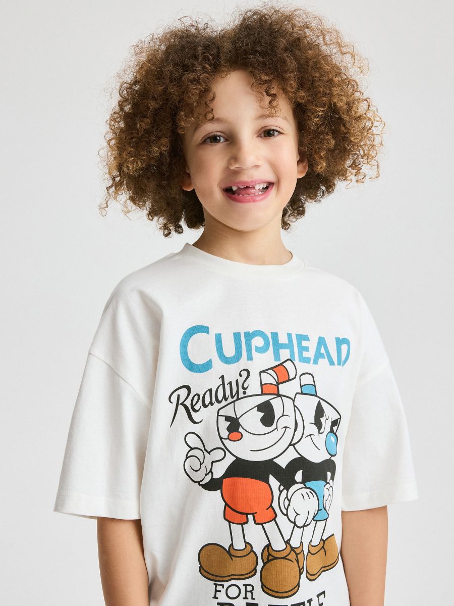 T-shirt oversize Cuphead - złamana biel - RESERVED