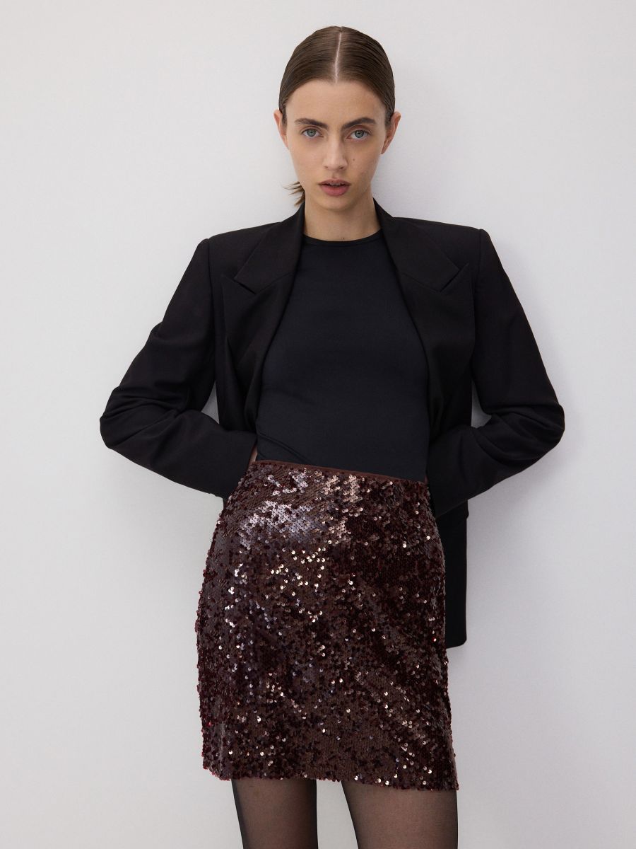 Mini-jupe à sequins - maroon - RESERVED - 3