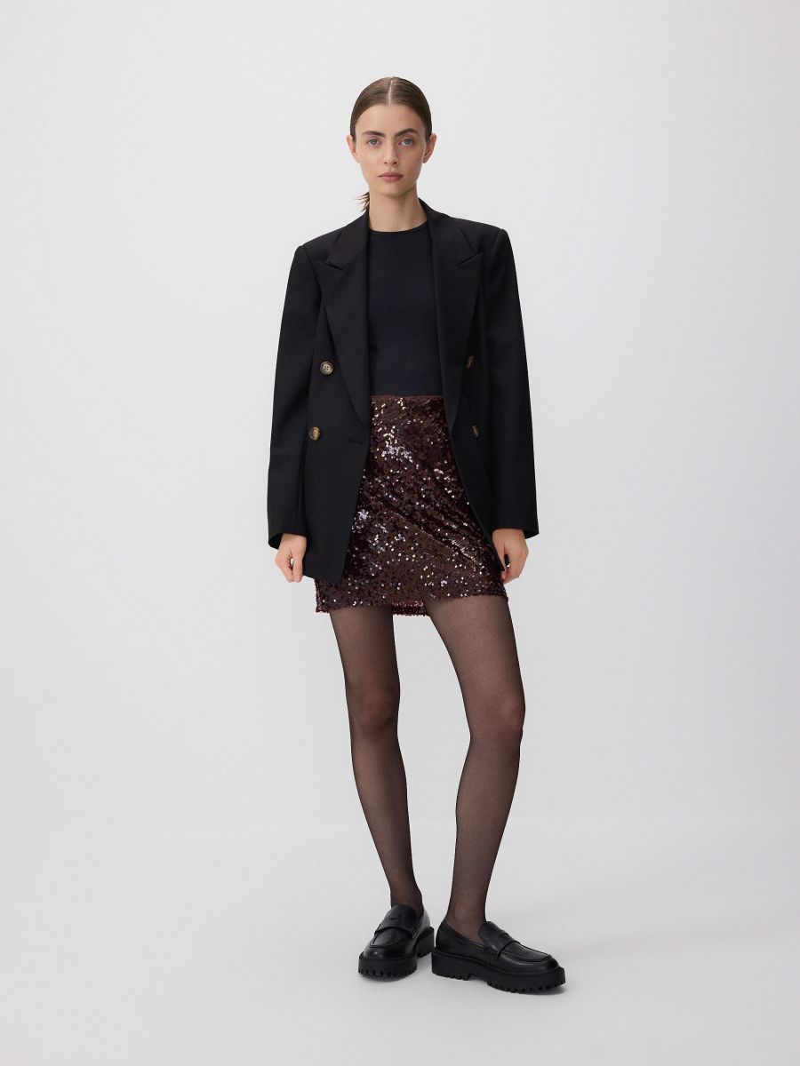 Mini-jupe à sequins - maroon - RESERVED - 4