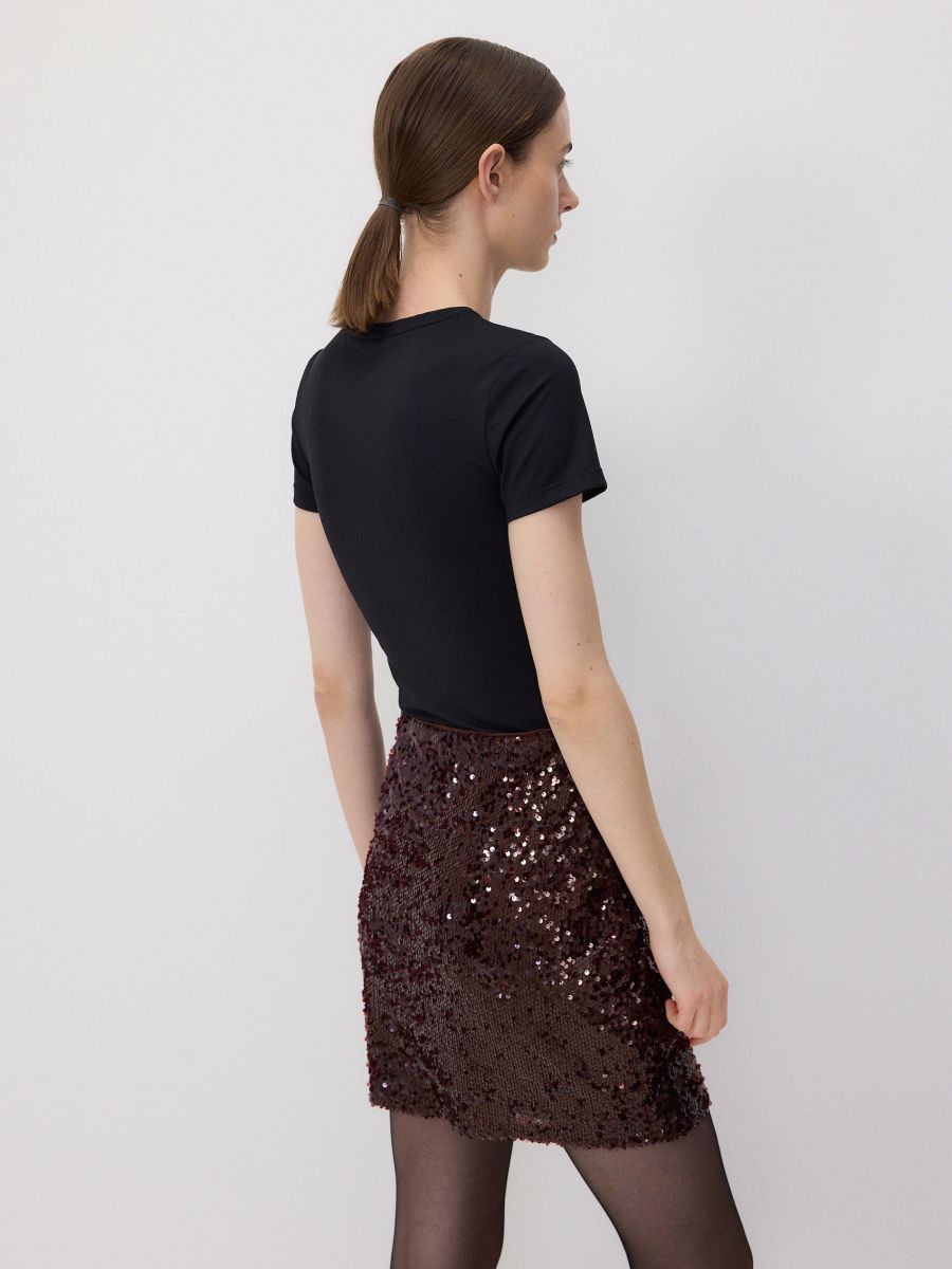 Mini-jupe à sequins - maroon - RESERVED - 5