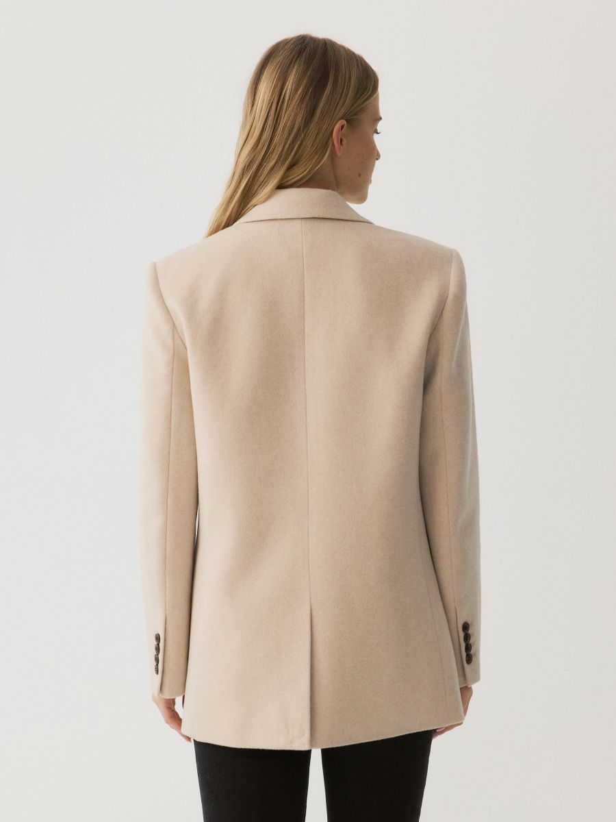Blazer with wool and cashmere blend - beige - RESERVED - 4
