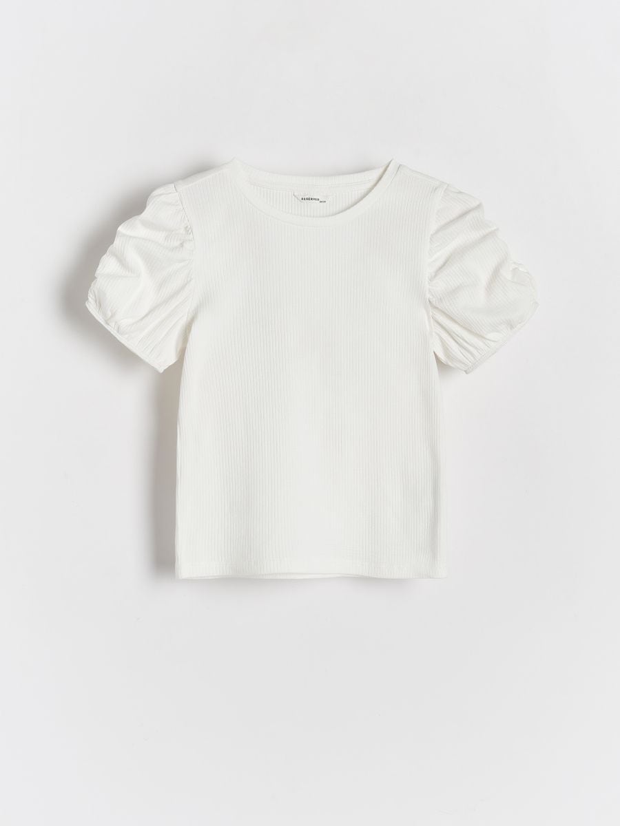 Bluză cu mâneci bufante - alb - RESERVED