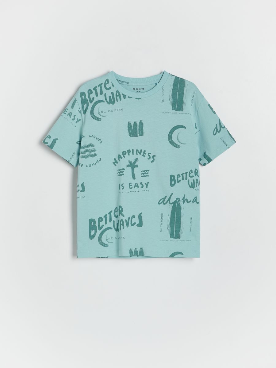 T-shirt con stampa - verde menta - RESERVED