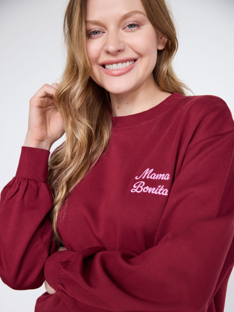Cotton sweatshirt - maroon - RESERVED