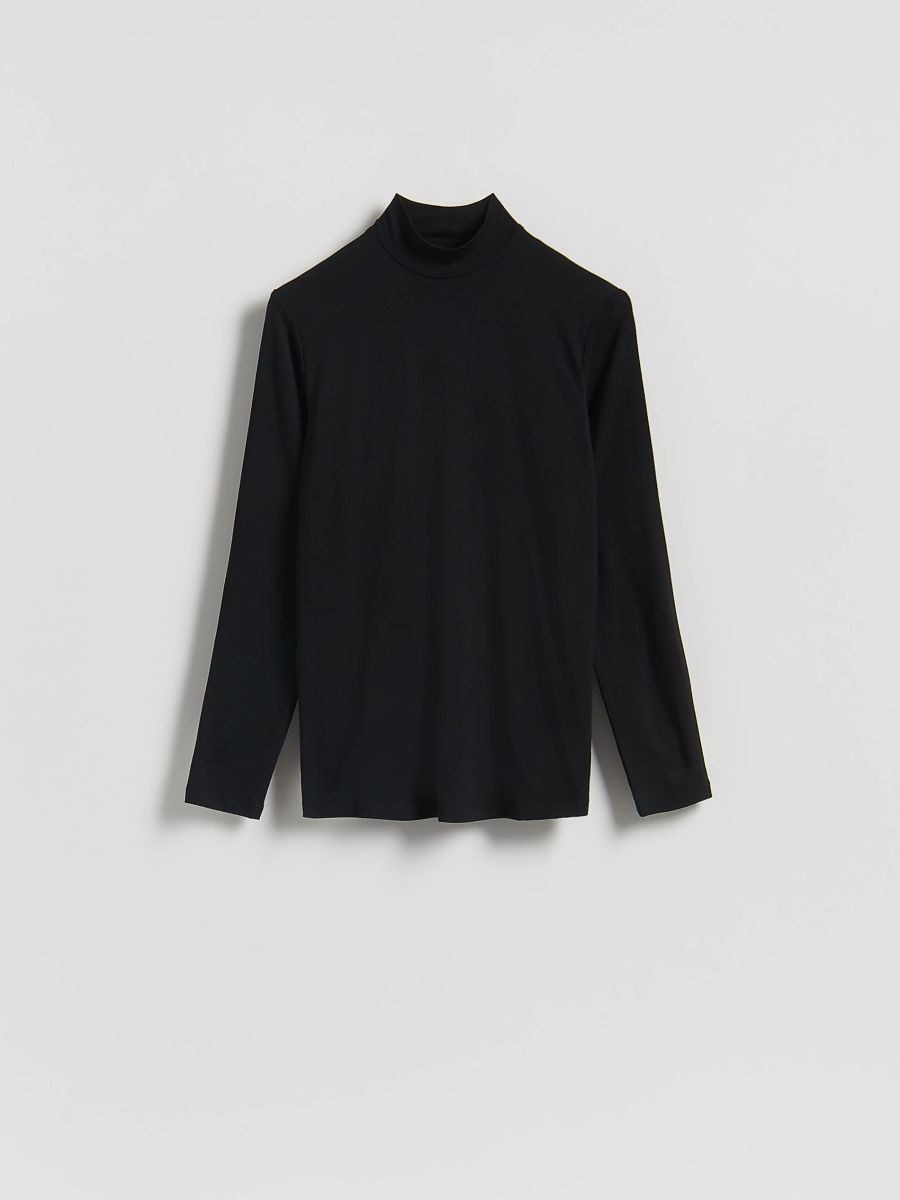 Rollkragen-Longsleeve - schwarz - RESERVED
