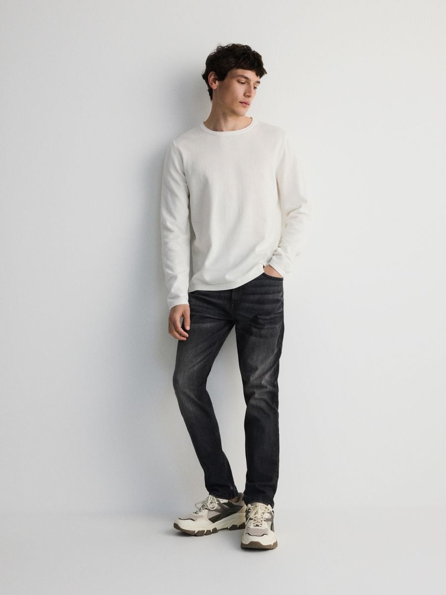 Distressed slim fit jeans - black - RESERVED
