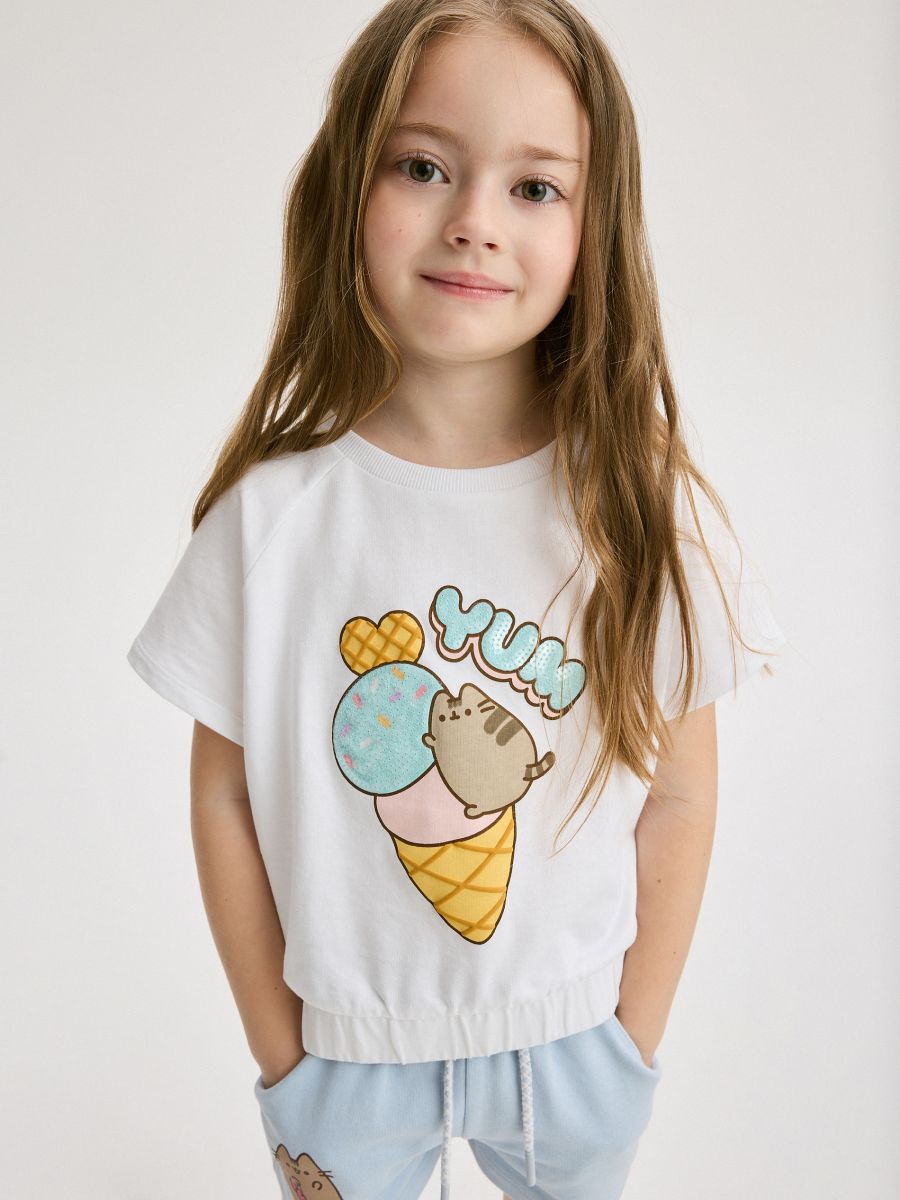 T-shirt Pusheen in cotone - panna - RESERVED