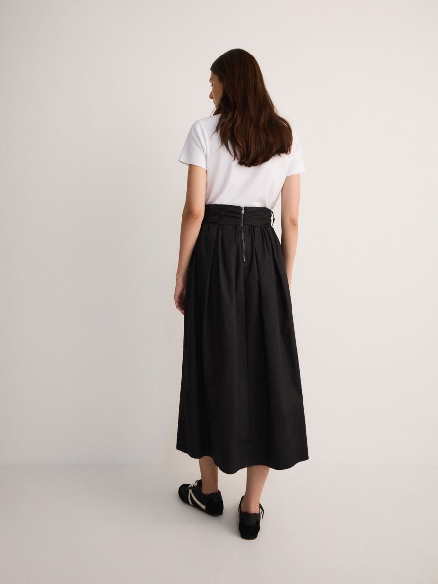 Flared midi skirt with tie detail - black - RESERVED - 4