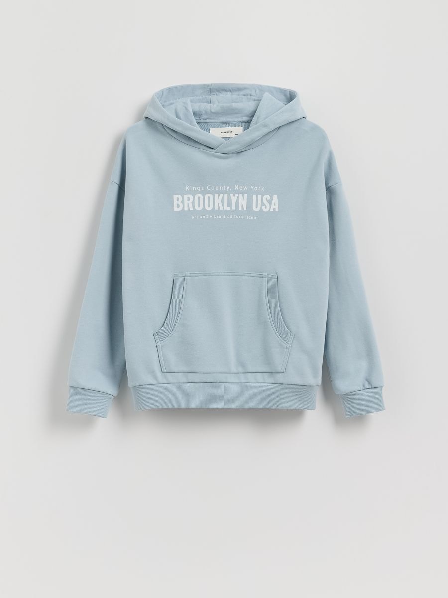 Bawełniana bluza oversize - jasnoniebieski - RESERVED