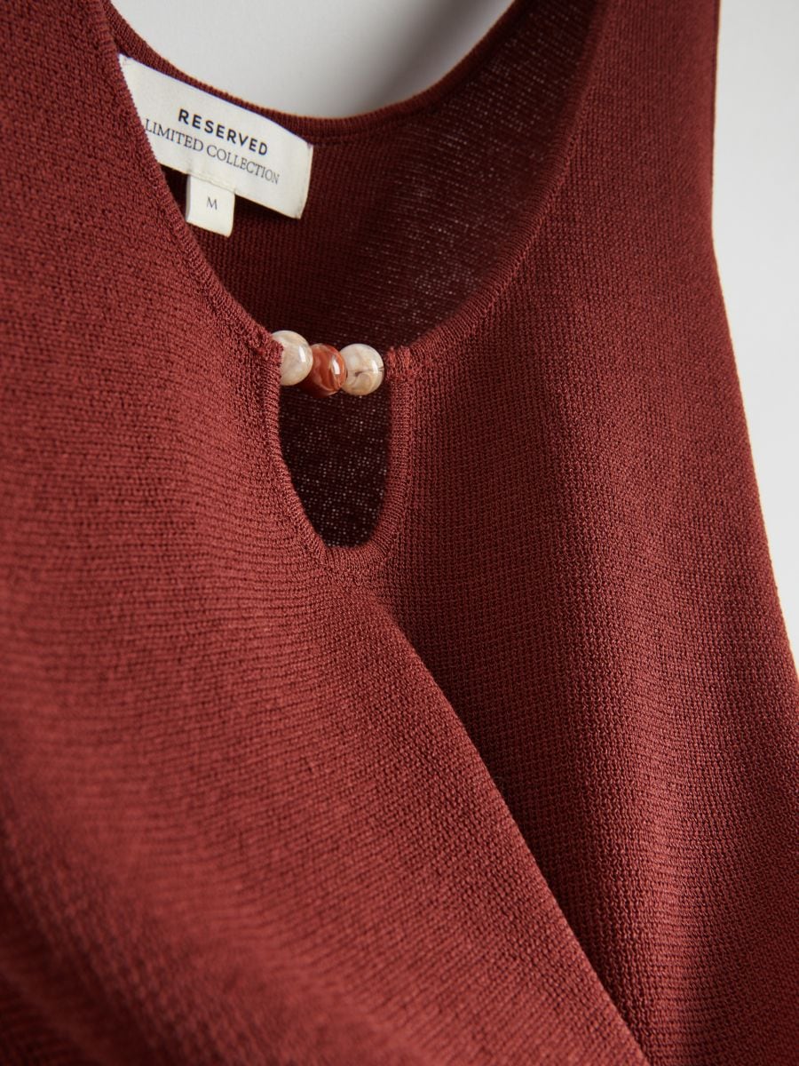 Perlenbesticktes Top - mahagoni - RESERVED - 6