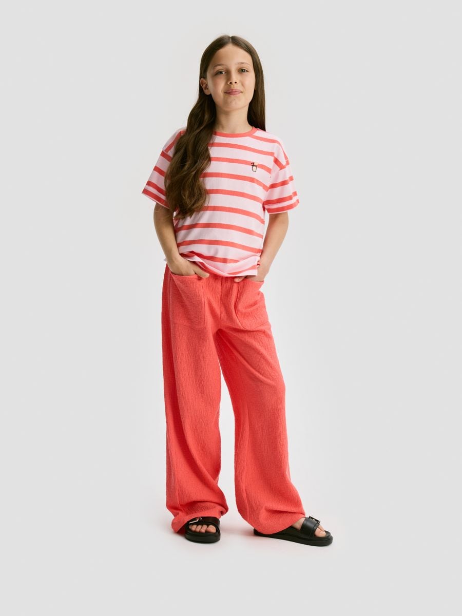Structural fabric trousers with pockets - coral - RESERVED - 2