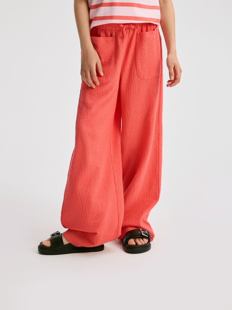 Structural fabric trousers with pockets - coral - RESERVED - 4