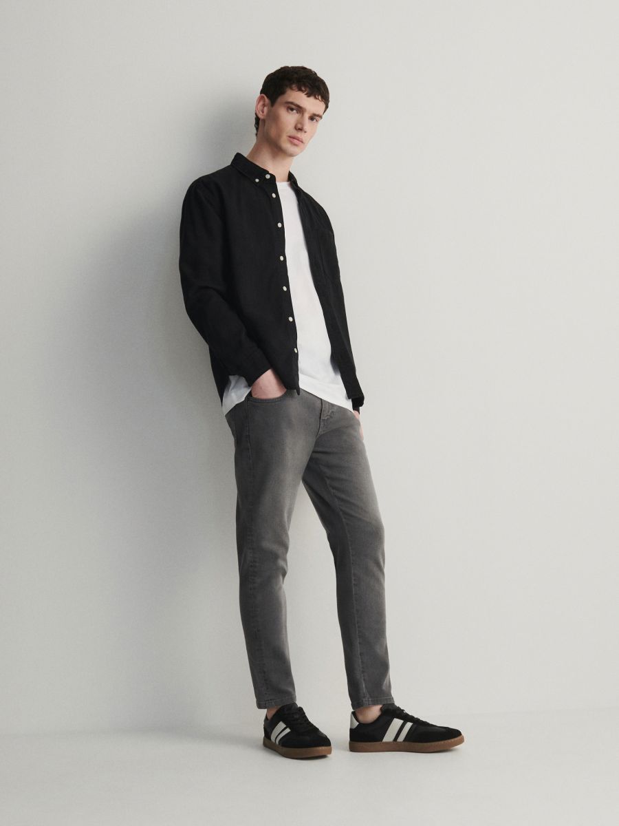 Carrot slim fit jeans - light grey - RESERVED
