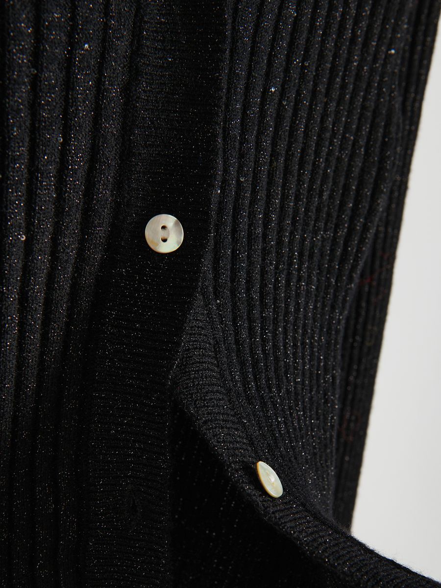 Structured cardigan with metallic thread - black - RESERVED - 4