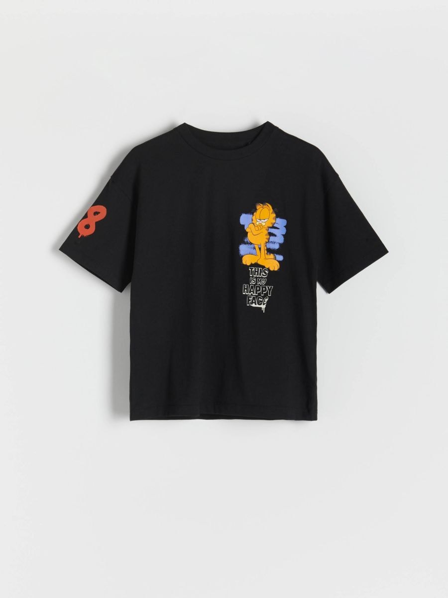 T-shirt oversize Garfield Kolor czarny - RESERVED - 9014X-99X